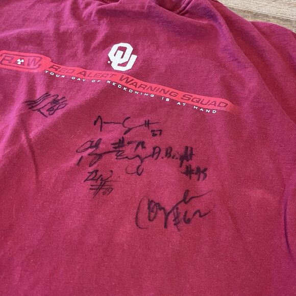 Vintage OU Red Alert Warning Squad Mens Shirt XL Signatures Sooners Football Y2K - Picture 7 of 10